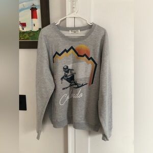 Wound Up Gray Ski Adventure Crewneck Sweater